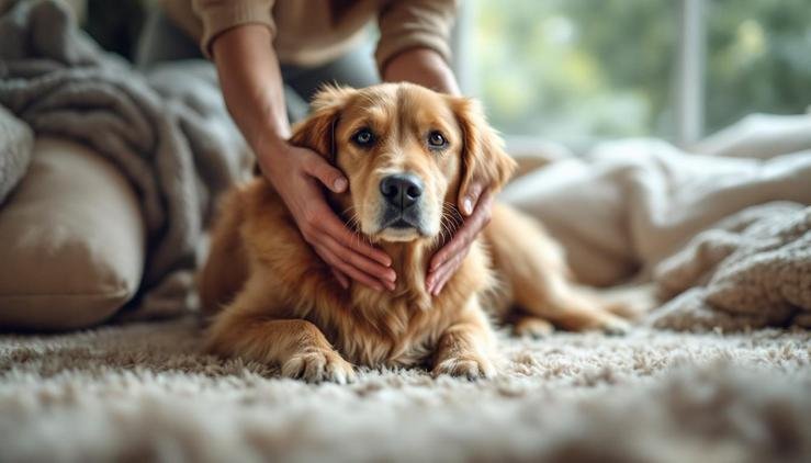 personne fatiguée avec chien