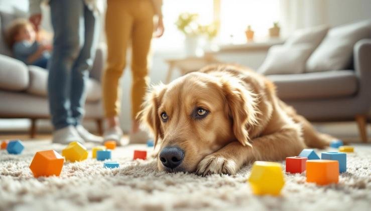 famille heureuse animal domestique cohabitation