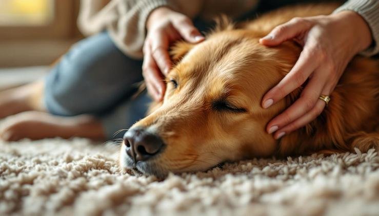 chien caresses attention affection maître