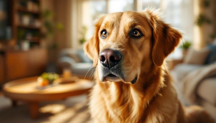 chien observe expressions maître attentivement