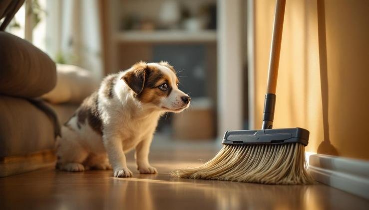 chien peur balai rééducation positive