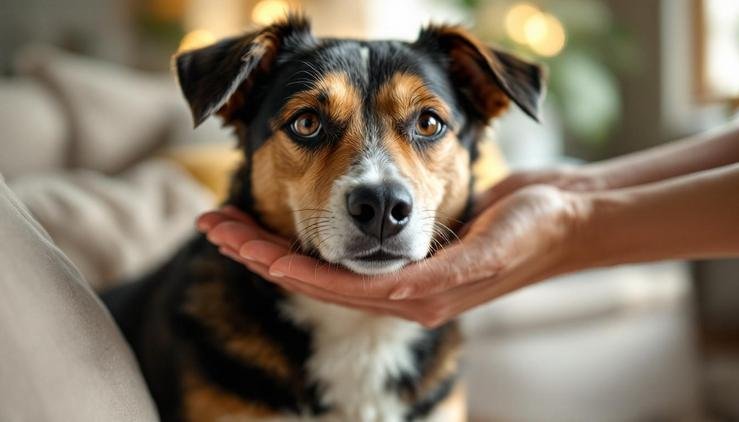 chien refuse calin maitre