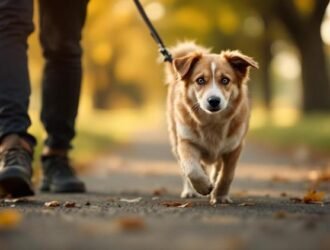 chien stressé promenade laisse