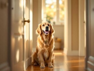 chien suit maitre toilettes