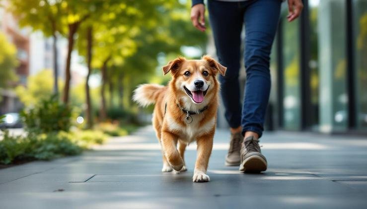 chien heureux appartement promenade urbaine