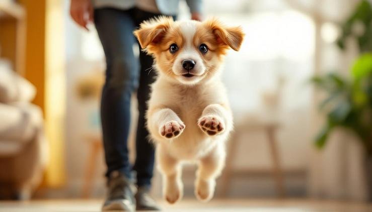 chiot qui saute correction comportement
