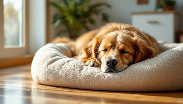 chien fatigué repos maison