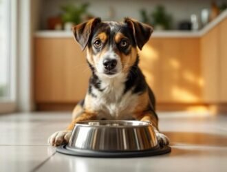 chien grogne protège gamelle nourriture