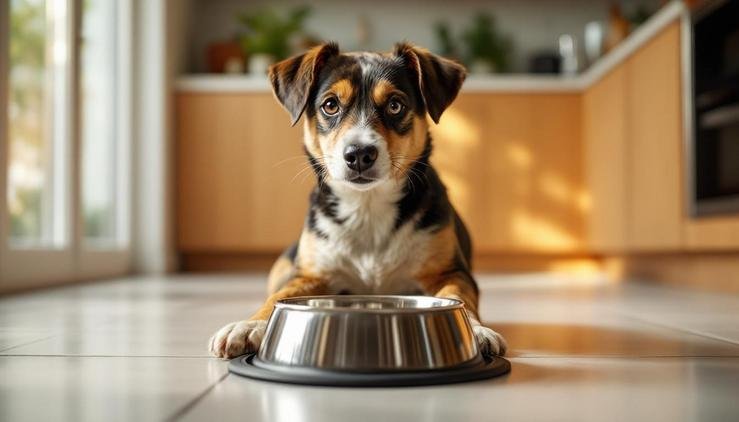 chien grogne protège gamelle nourriture