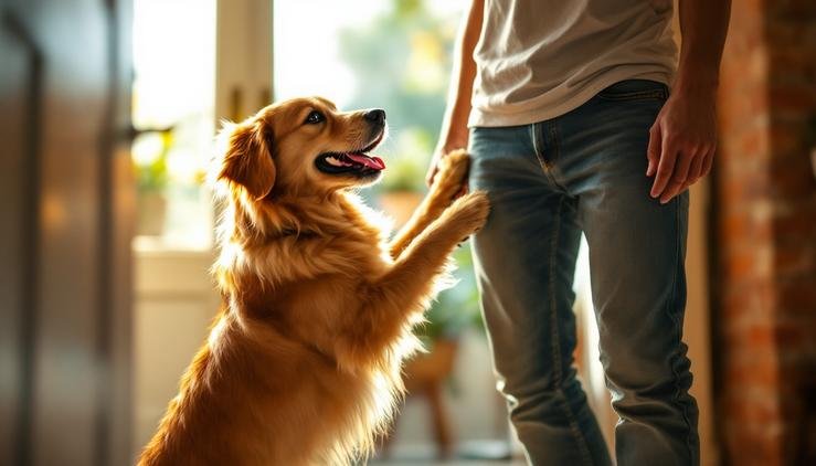 chien saute sur personne
