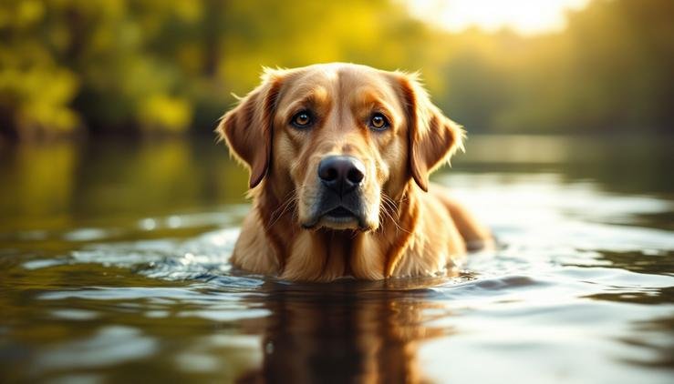 chien surpoids exercice natation promenade