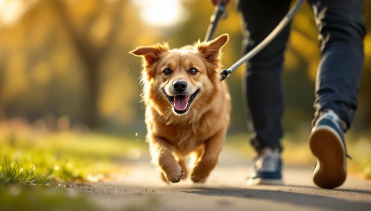 chien tire laisse promenade