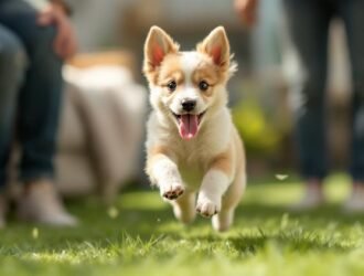 chiot hyperactif jouant énergiquement