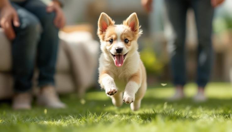 chiot hyperactif jouant énergiquement