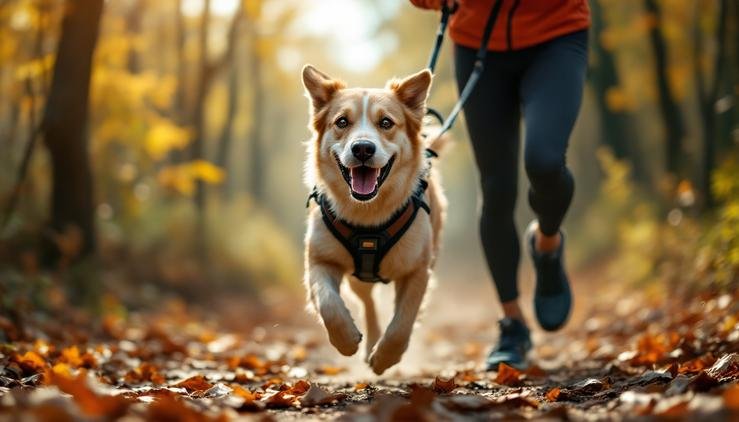 entrainement canicross chien maitre
