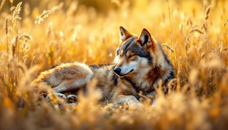 loup prairie herbes couchette naturelle