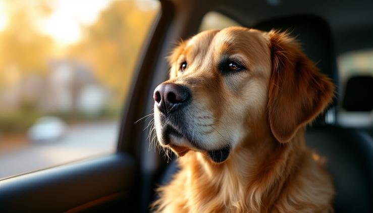 chien heureux voiture progression comportement