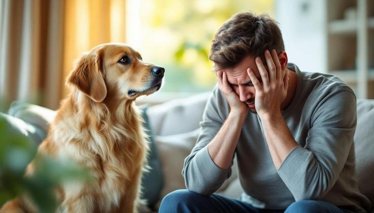 chien stressé maître anxieux